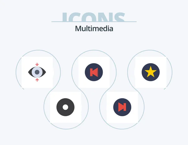 Multimedia Flat Icon Pack Icon Design Arrow Multimedia — Stok Vektör