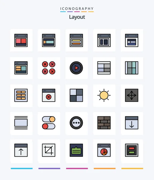 Creative Layout Line Filled Icon Pack Layout Design Layout Draw — Vettoriale Stock