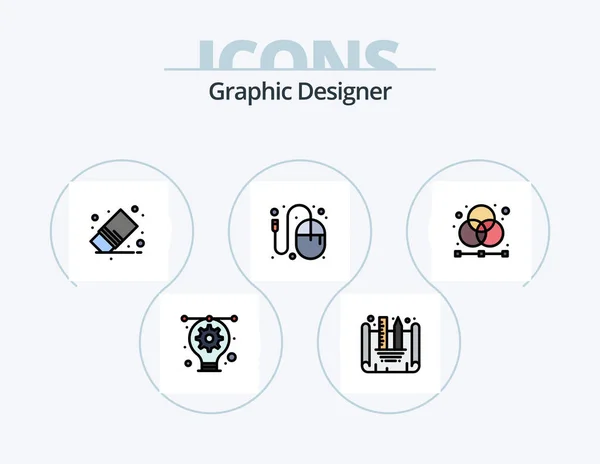 Graphic Designer Line Filled Icon Pack Icon Design Design Grafik — Stockvektor