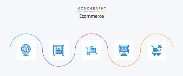Ecommerce Blue Icon Pack Including Ecommerce Online Cart Store Shop — Stockový vektor