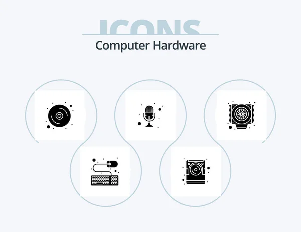 Computer Hardware Glyph Icon Pack Icon Design Cooler Talk Data — Stock Vector
