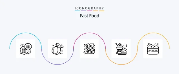 Fast Food Line Icon Pack Including Fast Food Food Pie — Image vectorielle