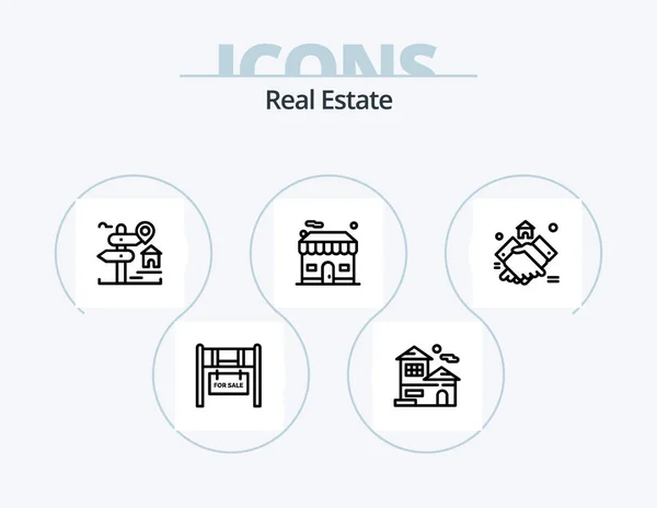 Real Estate Line Icon Pack Icon Design Location Appraisal Home — Wektor stockowy