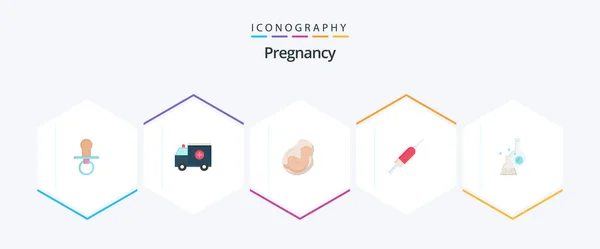 Pregnancy Flat Icon Pack Including Obstetrics Medical Pregnant Baby — Image vectorielle