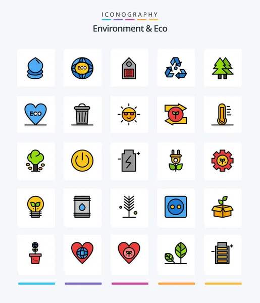 Creative Environment Eco Line Filled Icon Pack Garbage Ecology Eco — ストックベクタ