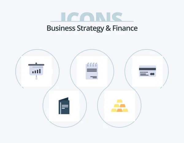 Business Strategy Finance Flat Icon Pack Icon Design Credit Paper — Stock Vector