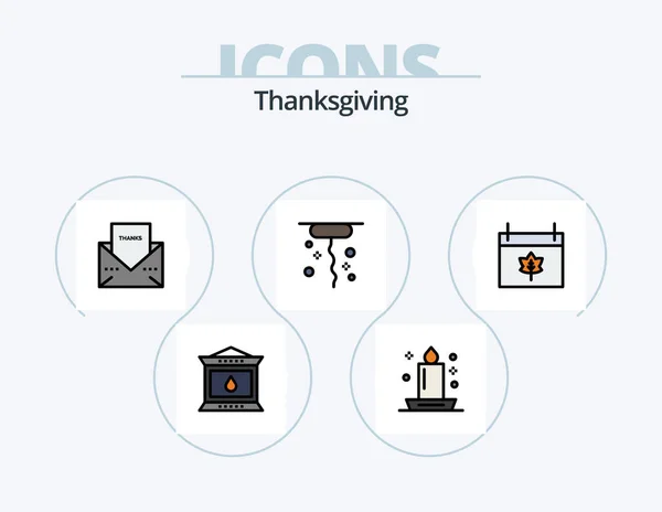 Thanks Giving Line Filled Icon Pack Icon Design Thanksgiving Lamp — Stock Vector