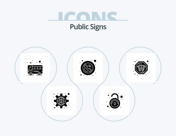 Public Signs Glyph Icon Pack Icon Design Public Transit Telephone — Archivo Imágenes Vectoriales