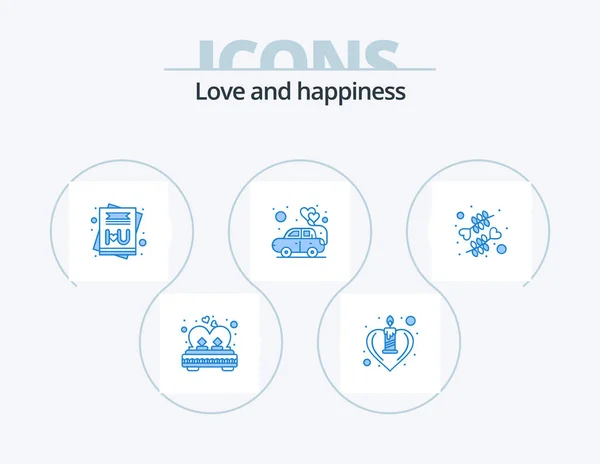 Uwielbiam Blue Icon Pack Projekt Ikony Serce Romantyzm Romantyzm Miłość — Wektor stockowy