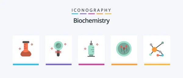 Biochemistry Flat Icon Pack Including Biochemistry Process Medicine Laboratory Biology — Image vectorielle