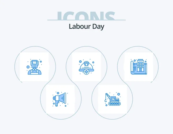 Labour Day Blue Icon Pack Icon Design Plan Design Welder — Stock Vector