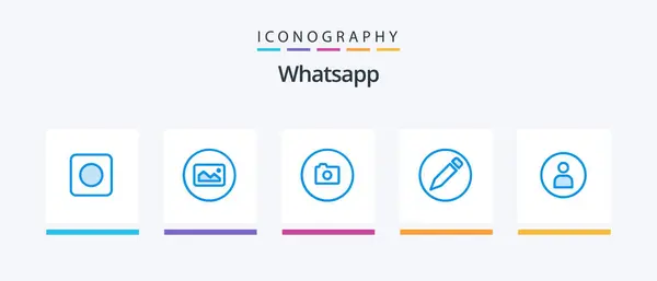 Whatsapp Blue Icon Pack Dahil Şçi Görüntü Adamım Kalem Yaratıcı — Stok Vektör