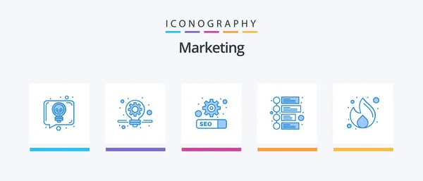 Marketing Blue Icon Pack Including Seo Marketing Seo Fire Timeline — Stockový vektor