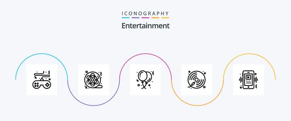 Entertainment Line Pictogrampakket Inclusief Muziek Schijf Een Video Verjaardag Partij — Stockvector