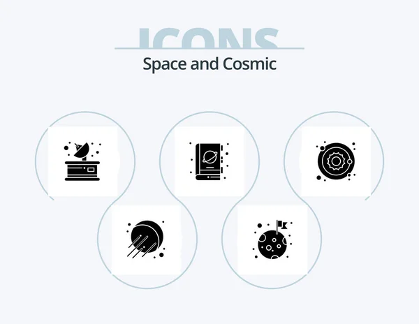 Space Glyph Icon Pack Icon Design Planeta Espacio Medios Comunicación — Archivo Imágenes Vectoriales