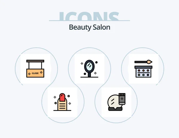 Beauty Salon Line Gevuld Pictogram Pack Pictogram Ontwerp Een Makeover — Stockvector