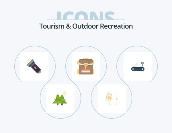 Tourism Outdoor Recreation Flat Icon Pack Icon Design Knife Hotel — Vetor de Stock