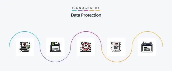 Data Protection Line Filled Flat Icon Pack Including Programming Coding — Vector de stock