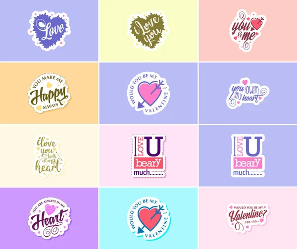 Celebrating Love Valentine Day Stunning Design Stickers — Stockový vektor