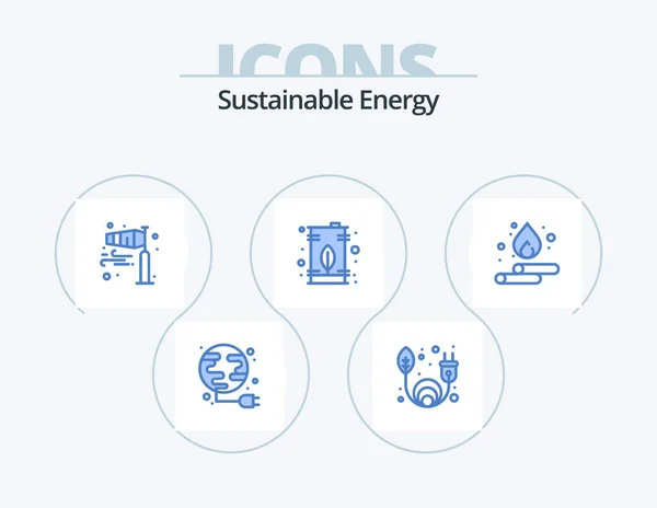 Nachhaltige Energie Blue Icon Pack Icon Design Drop Richtung Energie — Stockvektor