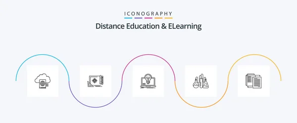 Distance Education Elearning Line Icon Pack Including Science Dope Target — Stock Vector
