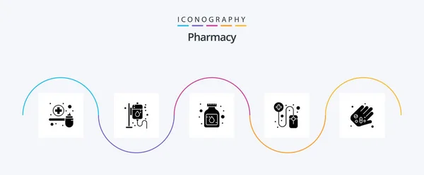 Фармация Glyphh Icon Pack Включая Лекарства Фармацевт Аптеке Фармацевтика Медицина — стоковый вектор