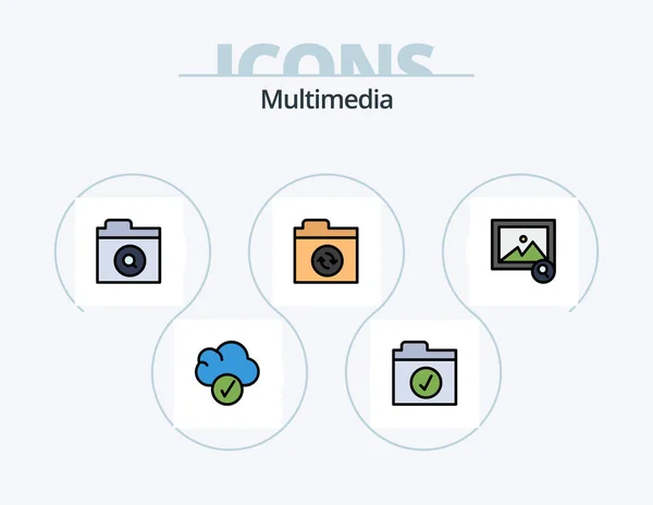 Multimedialinje Fylt Icon Pack Icon Design Takk Bilde Takk Komplett – stockvektor