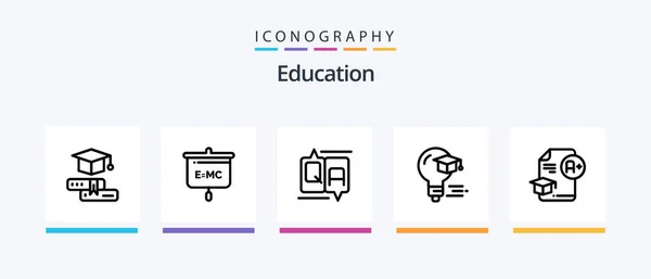 Education Line Icon Pack Including Chart Education Document Cap Creative — Image vectorielle