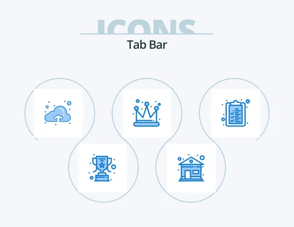 Tab Bar Blue Icon Pack Icon Design Upload List Check — Stock Vector