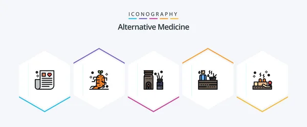 Alternative Medicine Filledline Icon Pack Including Healing Wellness Aromatherapy Spa — Stock Vector