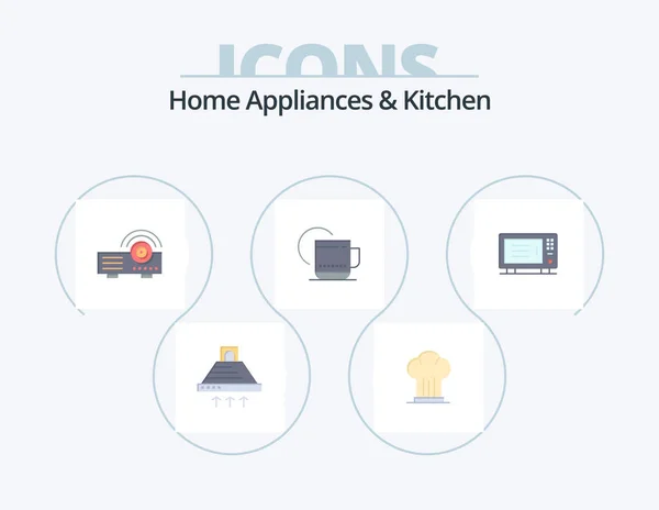 Home Appliances Kitchen Flat Icon Pack Icon Design Service Hot — Vetor de Stock