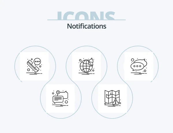 Notifications Line Icon Pack Icon Design Notification Alarm Unread Notify — Stock Vector