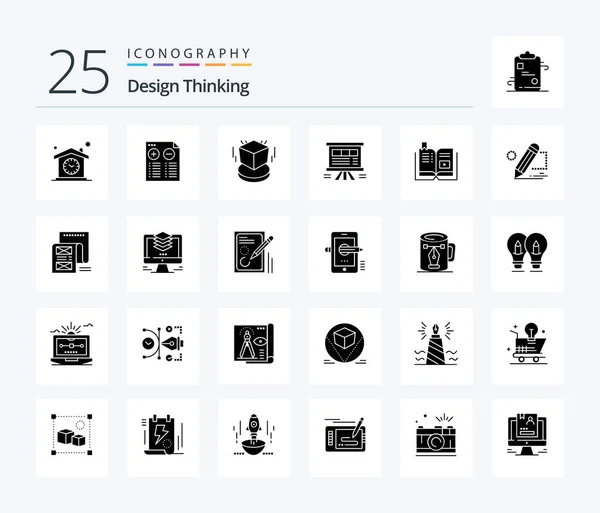 Design Thinking Solid Glyph Icon Pack Including Chart Board Analytics — Wektor stockowy