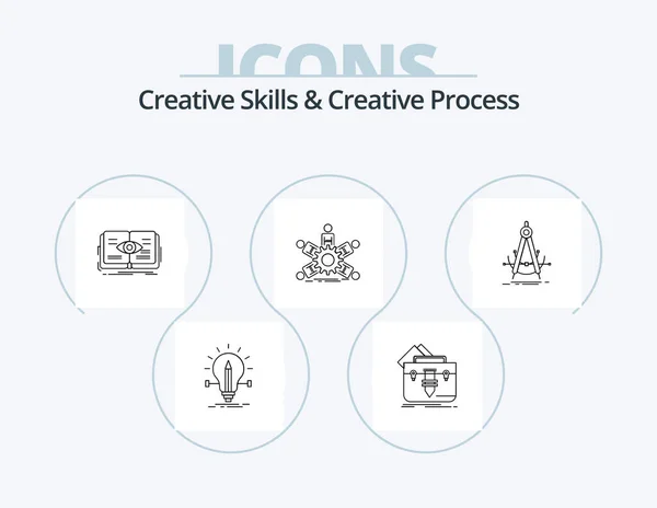 Creative Skills Creative Process Line Icon Pack Icon Design Destination — Stock Vector
