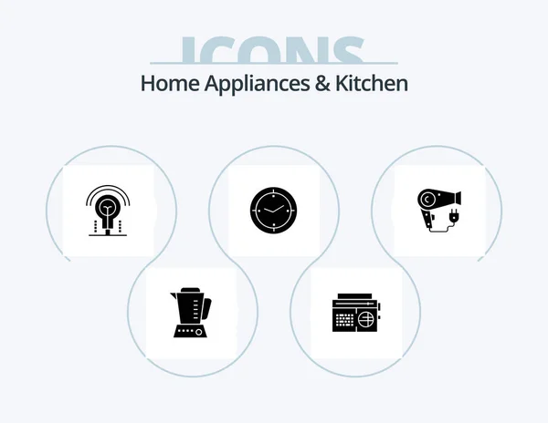 Electrodomésticos Cocina Glyph Icon Pack Icon Design Cocina Hotel Audio — Archivo Imágenes Vectoriales