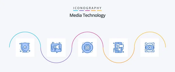 Media Technology Blue Icon Pack Including Mobile Social Media Facebook — ストックベクタ