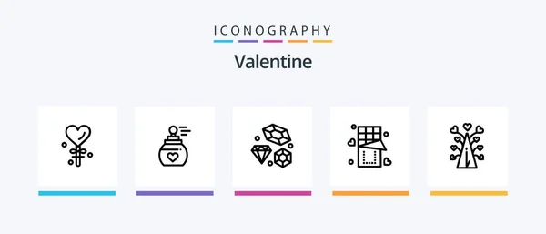 Valentine Line Icon Pack Including Wedding Love Sweets Cake Romantic — Wektor stockowy