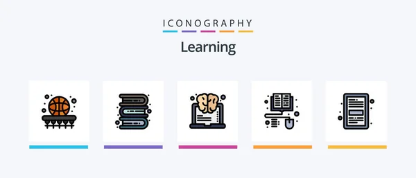 Learning Line Filled Icon Pack Including Book Degree Online Award — Image vectorielle