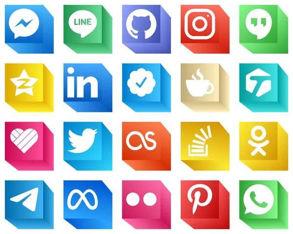 Social Media Icons Popular Brands Caffeine Google Hangouts Twitter Verified — Stock Vector