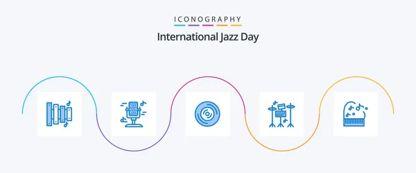 International Jazz Day Blue Icon Pack Including Music Music Education — Archivo Imágenes Vectoriales
