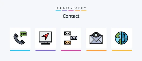 Kontaktní Linka Vyplněna Icon Pack Včetně Mailu Komunikace Zprávu Obálka — Stockový vektor