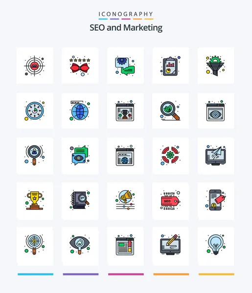 Creative Seo Line Filled Icon Pack Filter Seo Analysis Business — Wektor stockowy