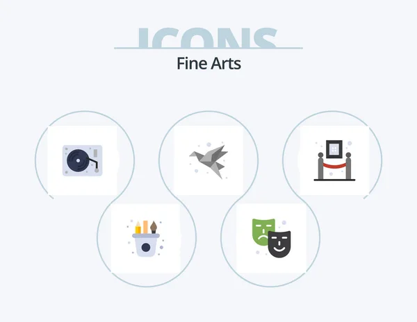 Fine Arts Flat Icon Pack Icon Design Art Origami Music — Archivo Imágenes Vectoriales