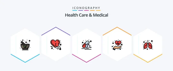 Health Care Medical Filledline Icon Pack Including Care Healthcare Stethoscope — Stockový vektor