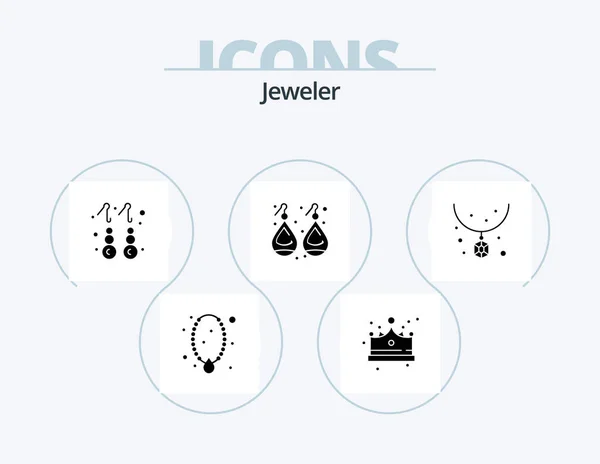 Jewellery Glyph Icon Pack Icon Design Accessories Jewelry Cap Gold — Vetor de Stock
