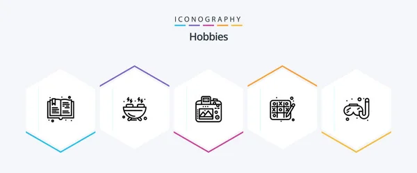 Hobby Line Pictogram Verpakking Met Inbegrip Van Hobby Afbeelding Zwemmen — Stockvector