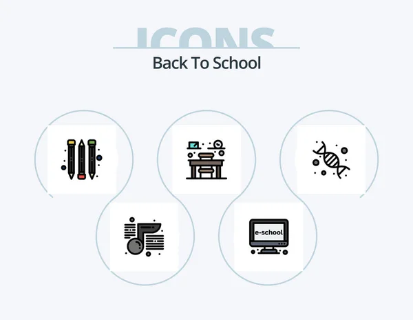 Back School Line Filled Icon Pack Icon Design Painting Drawing — Vettoriale Stock