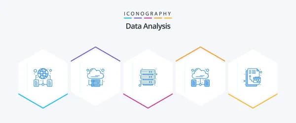 Data Analysis Blue Icon Pack Including Digital Network Cloud Internet — Wektor stockowy