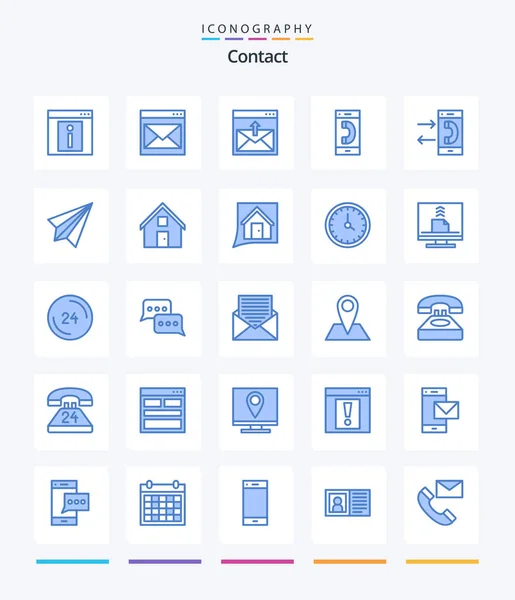 Creative Contact Blue Icon Pack Contact Communication Email Outgoing Contact — 图库矢量图片