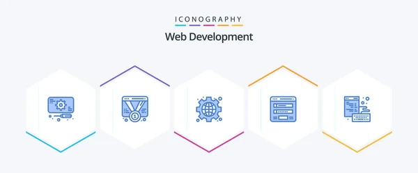 Web Development Blue Icon Pack Including Web Login Web Form — ストックベクタ